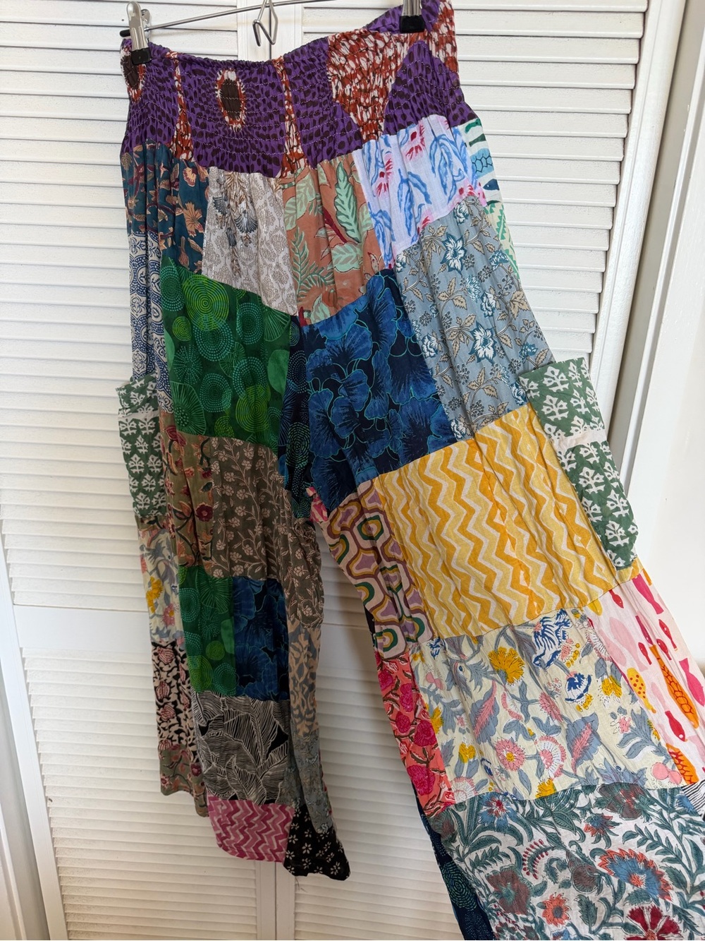 Boho Patchwork Wide-Leg Pants - Multicolor